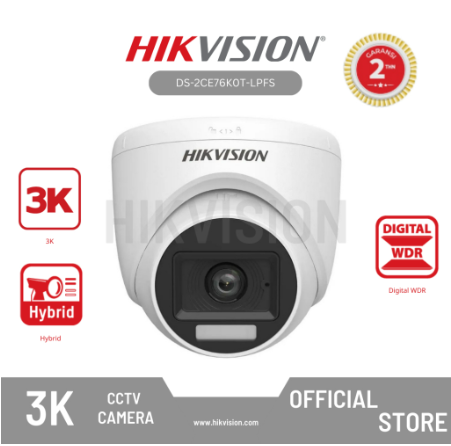 [DS-2CE76K0T-LPFS] HIKVISION - DS-2CE76K0T-LPFS Camera CCTV 3K Dual Light Audio Indoor Fixed Turret Original